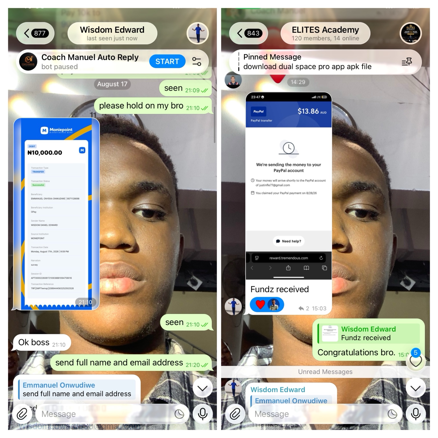 USF student withdrawal proof — Wisdom Edward